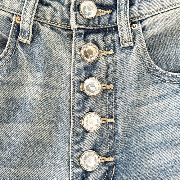 WEWOREWHAT | Danielle Bling Rhinestone Button Jeans - Picture 9 of 9